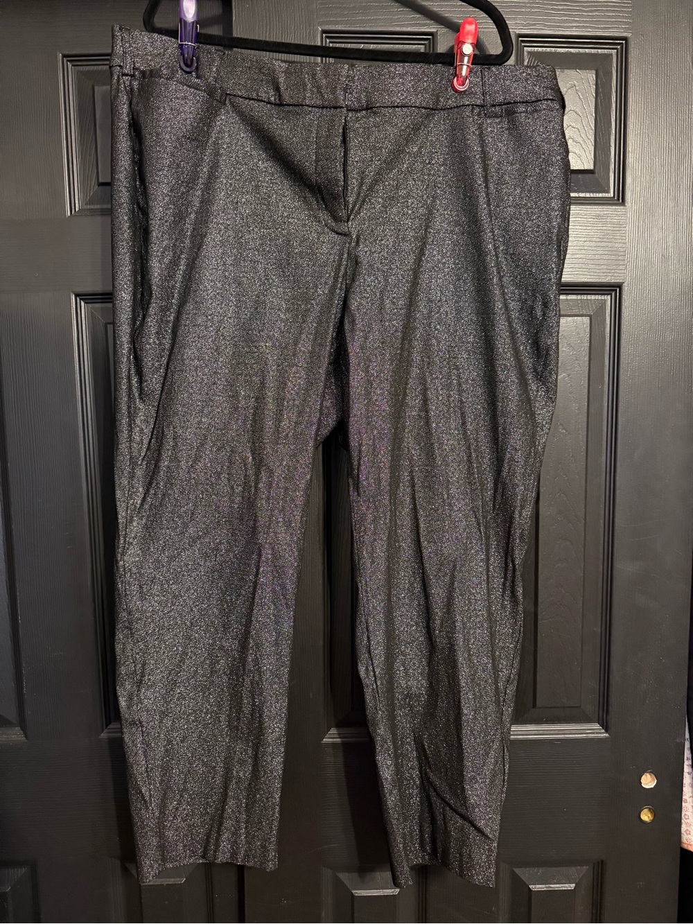 Black Glitter Dress Pants - Classic Straight Fit
